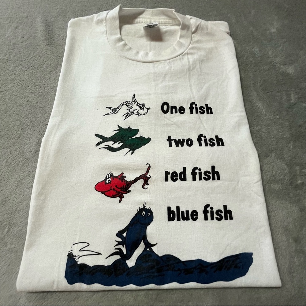 Vintage Dr. Suess One Fish Two Fish White Single Stitch T-Shirt 1990's